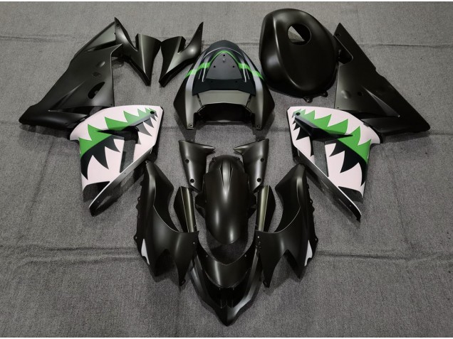 2004-2005 Matte Black and Green ZX10R Fairings