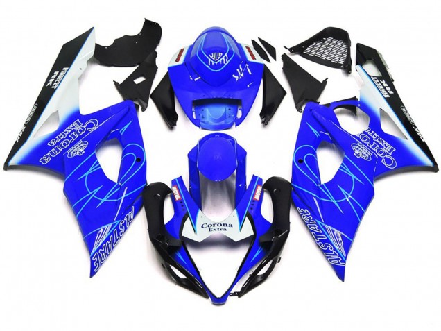2005-2006 Blue and White Corona Style GSXR 1000 Fairings