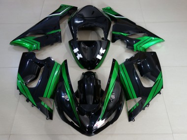 2005-2006 Gloss Black & Electric Green ZX6R Fairings