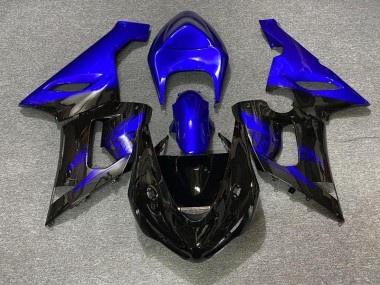 2005-2006 Gloss Black and Blue ZX6R Fairings