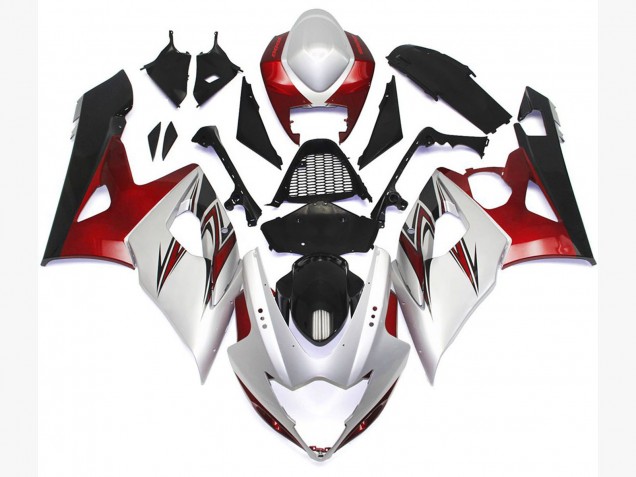 2005-2006 Gloss White Style with Silver Hints and Bronze GSXR 1000 Fairings