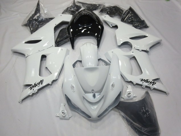 2005-2006 Gloss White with Black tail ZX6R Fairings