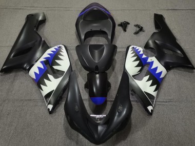 2005-2006 Matte Black and Blue Shark ZX6R Fairings