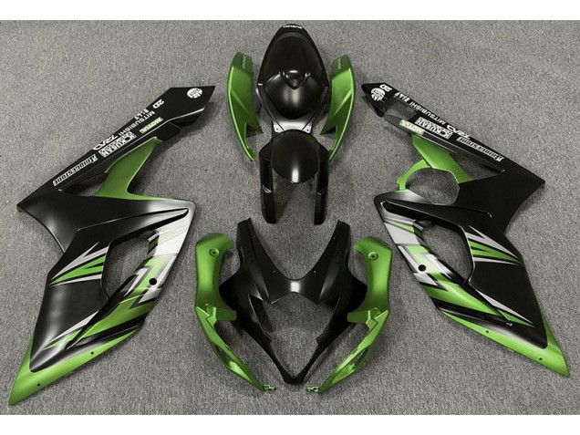 2005-2006 Matte Black and Green GSXR 1000 Fairings