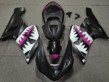2005-2006 Matte Black and Pink Shark ZX6R Fairings