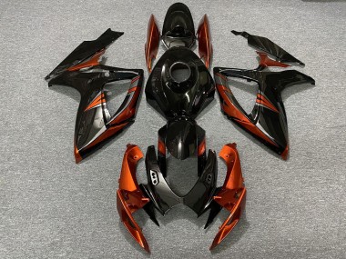 2006-2007 Black and Burnt Orange GSXR 600-750 Fairings