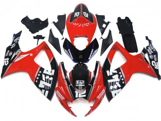 2006-2007 Custom Red and Black Logos GSXR 600-750 Fairings