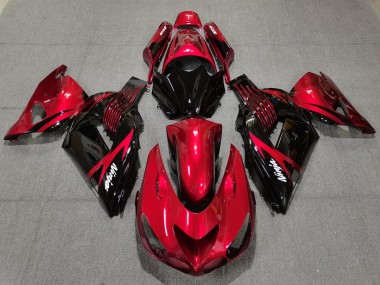 2006-2011 Fire Red and Black ZX14R Fairings