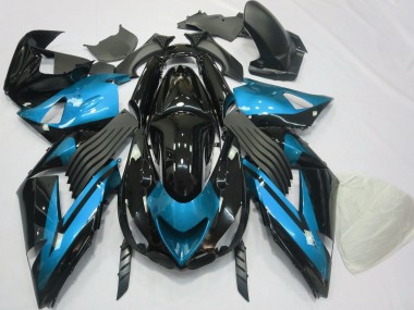 2006-2011 Light Blue and Black Plain ZX14R Fairings