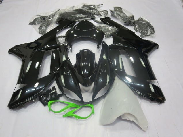 2007-2008 Gloss Black Green ZX6R Fairings