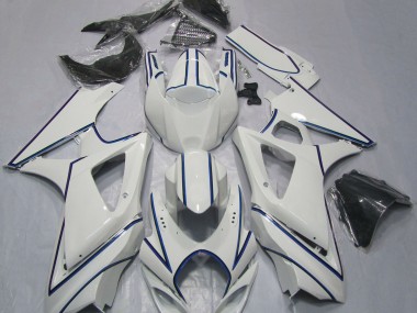 2007-2008 Gloss White Blue Pin Stripe GSXR 1000 Fairings