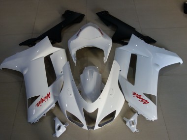 2007-2008 Gloss White & Red Logos ZX6R Fairings
