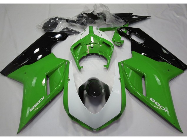 2007-2014 Gloss Green & White Ducati 848 1098 1198 Fairings