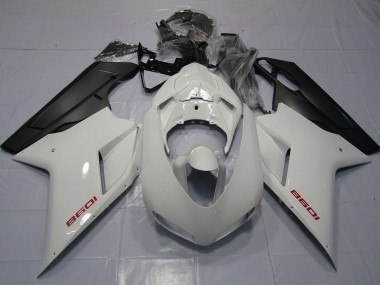 2007-2014 Red White and Matte Black Ducati 848 1098 1198 Fairings