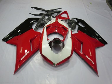 2007-2014 Red and White Ducati 848 1098 1198 Fairings