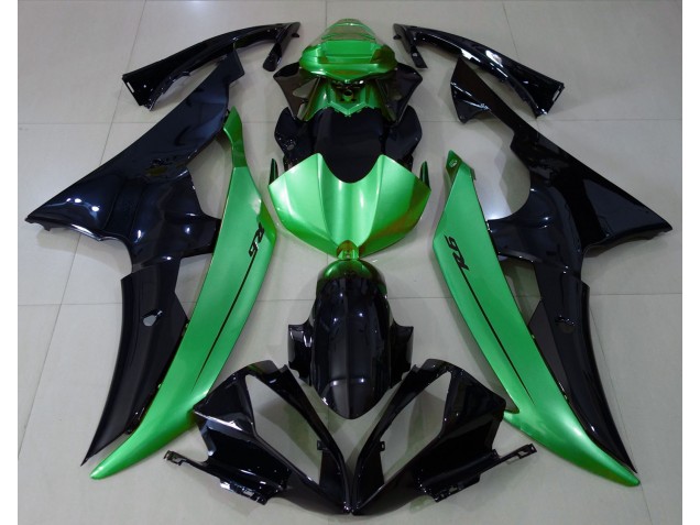 2008-2016 Gloss Black & Light Green R6 Fairings
