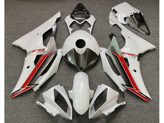 2008-2016 Gloss White Silver and Red R6 Fairings