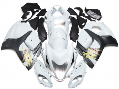 2008-2020 Gloss White with Silver Style GSXR 1300 Hayabusa Fairings