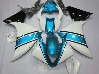 2009-2011 Gloss White and Light Blue R1 Fairings