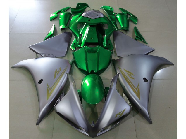2009-2011 Matte Silver & Green R1 Fairings