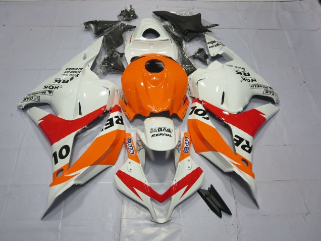 2009-2012 Light Orange and White Repsol CBR600RR Fairings