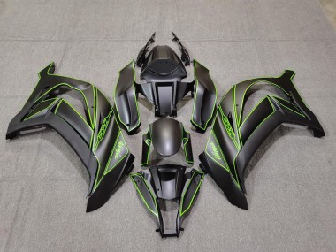 2011-2015 Matte Black & Green Lining ZX10R Fairings