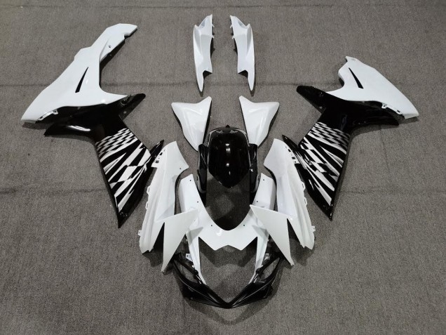 2011-2024 Black White and Silver GSXR 600-750 Fairings