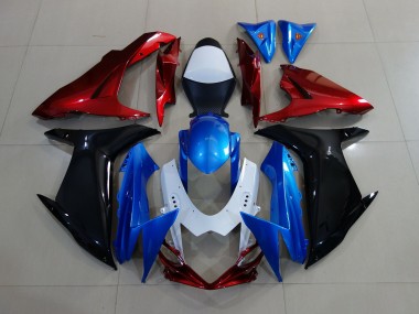 2011-2024 Custom Red Black and Blue GSXR 600-750 Fairings