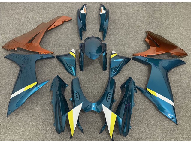 2011-2024 Gloss Light Blue and Orange GSXR 600-750 Fairings