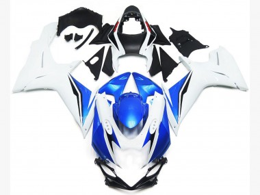 2011-2024 Gloss White and Blue Style GSXR 600-750 Fairings