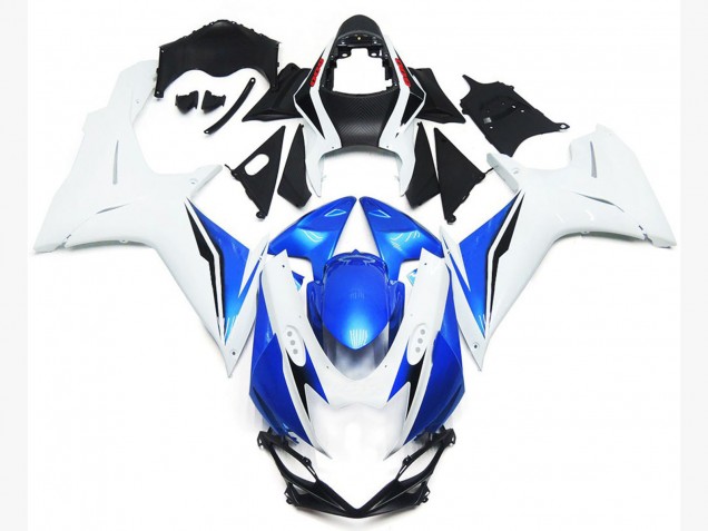 2011-2024 Gloss White and Blue Style GSXR 600-750 Fairings