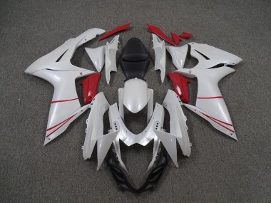 2011-2024 Pearl White and Red GSXR 600-750 Fairings