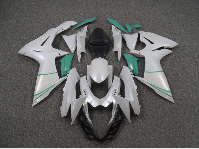2011-2024 Pearl White and T Blue GSXR 600-750 Fairings