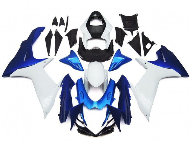 2011-2024 Plain White and Blue Style Kit GSXR 600-750 Fairings