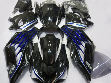 2012-2021 Gloss Black & Blue ZX14R Fairings