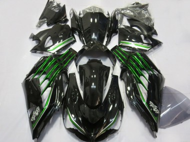 2012-2021 Gloss Black with Green ZX14R Fairings