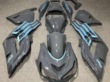 2012-2021 Gloss Grey & Light Blue ZX14R Fairings