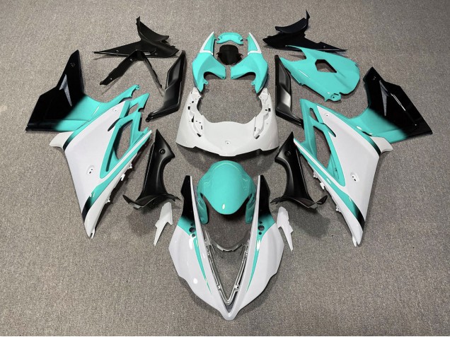 2013-2016 Gloss White and Teal Daytona 675 Fairings
