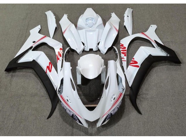2016-2019 Pearl White & Red Logos ZX10R Fairings